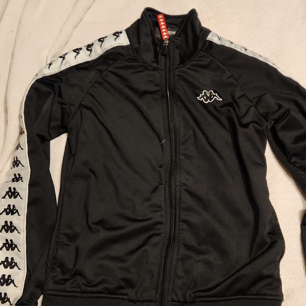 Kappa Black Track Jacket with Logo Accents